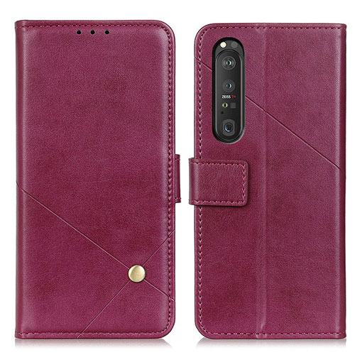 Leather Case Stands Flip Cover Holder D04Y for Sony Xperia 1 III Purple