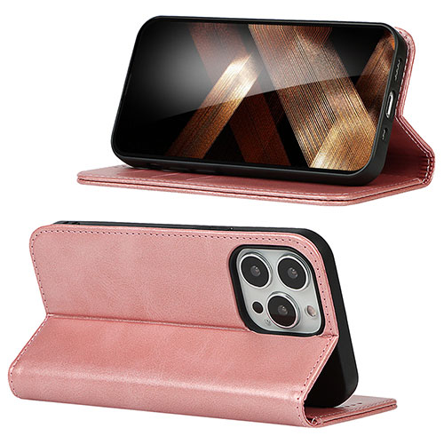 Leather Case Stands Flip Cover Holder D05T for Apple iPhone 13 Pro Max Pink