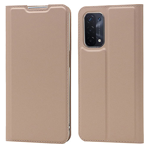 Leather Case Stands Flip Cover Holder D05T for Oppo A74 5G Rose Gold