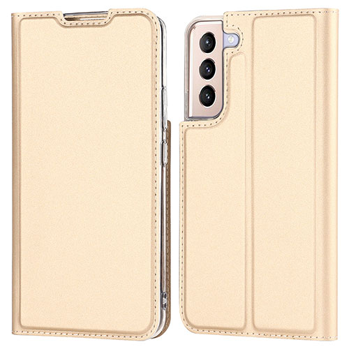 Leather Case Stands Flip Cover Holder D05T for Samsung Galaxy S21 Plus 5G Gold