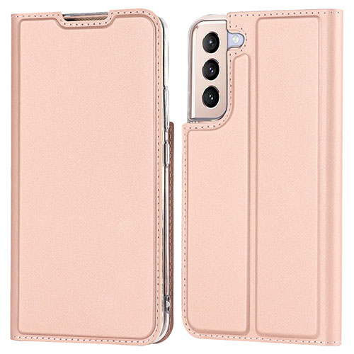 Leather Case Stands Flip Cover Holder D05T for Samsung Galaxy S21 Plus 5G Rose Gold