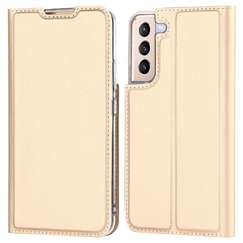 Leather Case Stands Flip Cover Holder D05T for Samsung Galaxy S22 Plus 5G Gold