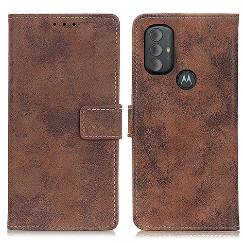 Leather Case Stands Flip Cover Holder D05Y for Motorola Moto G Play (2023) Brown