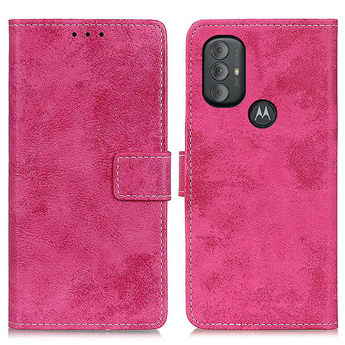 Leather Case Stands Flip Cover Holder D05Y for Motorola Moto G Play (2023) Hot Pink