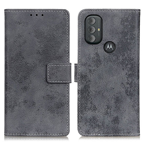 Leather Case Stands Flip Cover Holder D05Y for Motorola Moto G Play Gen 2 Gray