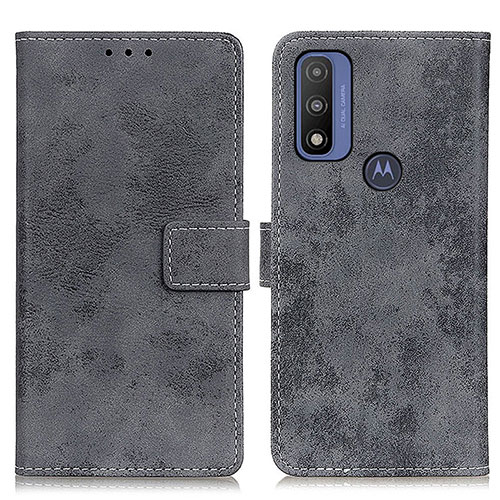 Leather Case Stands Flip Cover Holder D05Y for Motorola Moto G Pure Gray