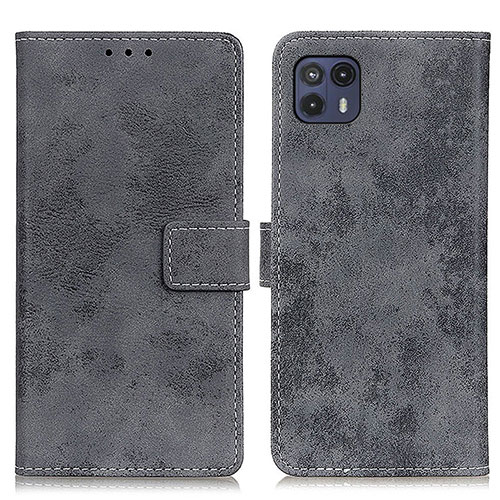 Leather Case Stands Flip Cover Holder D05Y for Motorola Moto G50 5G Gray