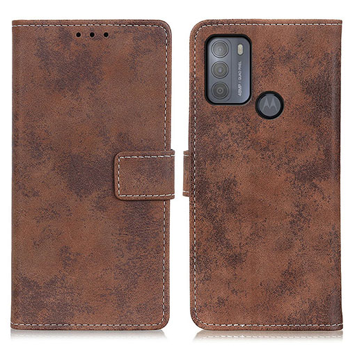 Leather Case Stands Flip Cover Holder D05Y for Motorola Moto G50 Brown