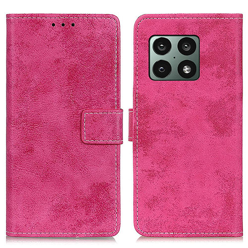 Leather Case Stands Flip Cover Holder D05Y for OnePlus 10 Pro 5G Hot Pink