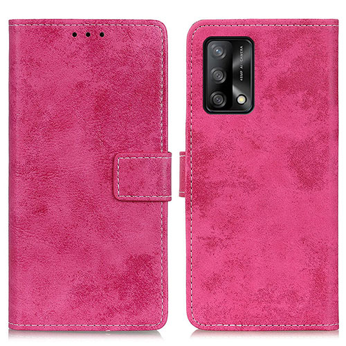 Leather Case Stands Flip Cover Holder D05Y for Oppo F19 Hot Pink