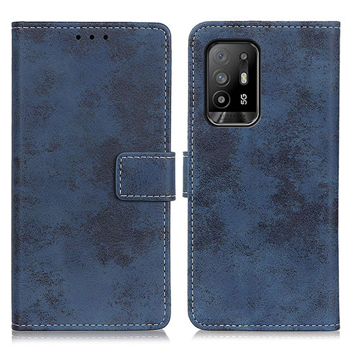 Leather Case Stands Flip Cover Holder D05Y for Oppo F19 Pro+ Plus 5G Blue