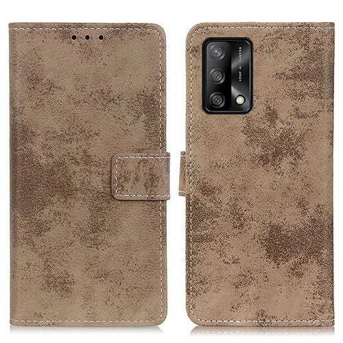 Leather Case Stands Flip Cover Holder D05Y for Oppo F19s Khaki
