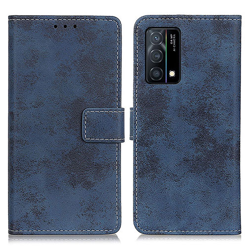 Leather Case Stands Flip Cover Holder D05Y for Oppo K9 5G Blue