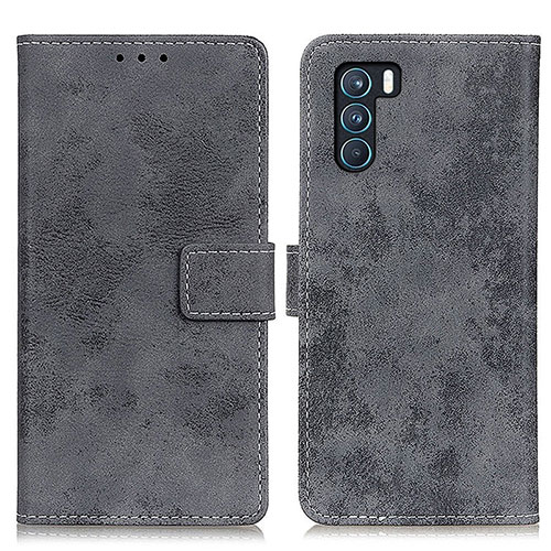 Leather Case Stands Flip Cover Holder D05Y for Oppo K9 Pro 5G Gray