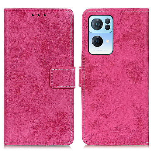 Leather Case Stands Flip Cover Holder D05Y for Oppo Reno7 Pro 5G Hot Pink