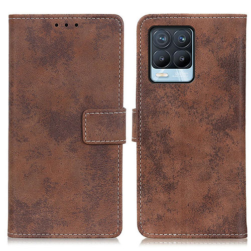 Leather Case Stands Flip Cover Holder D05Y for Realme 8 4G Brown