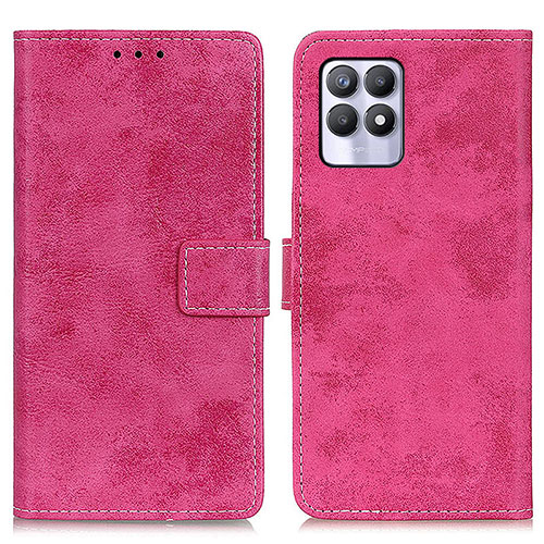 Leather Case Stands Flip Cover Holder D05Y for Realme 8i Hot Pink