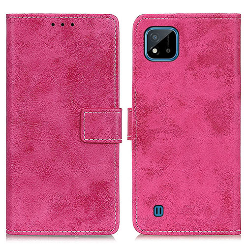 Leather Case Stands Flip Cover Holder D05Y for Realme C11 (2021) Hot Pink