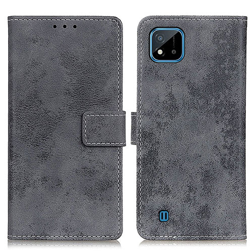 Leather Case Stands Flip Cover Holder D05Y for Realme C20A Gray