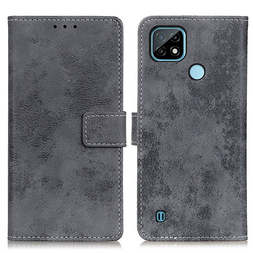 Leather Case Stands Flip Cover Holder D05Y for Realme C21 Gray