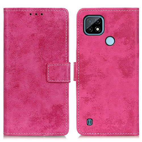 Leather Case Stands Flip Cover Holder D05Y for Realme C21 Hot Pink