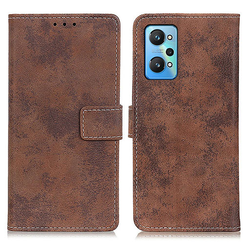 Leather Case Stands Flip Cover Holder D05Y for Realme GT2 5G Brown