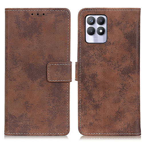 Leather Case Stands Flip Cover Holder D05Y for Realme Narzo 50 4G Brown