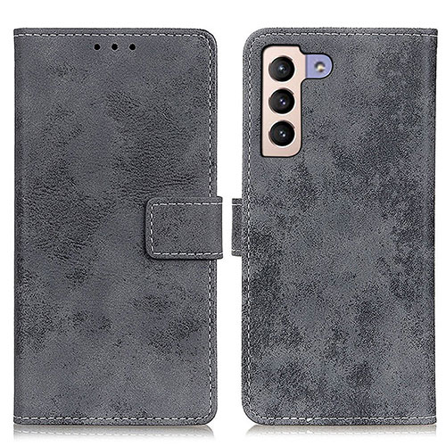 Leather Case Stands Flip Cover Holder D05Y for Samsung Galaxy S21 5G Gray