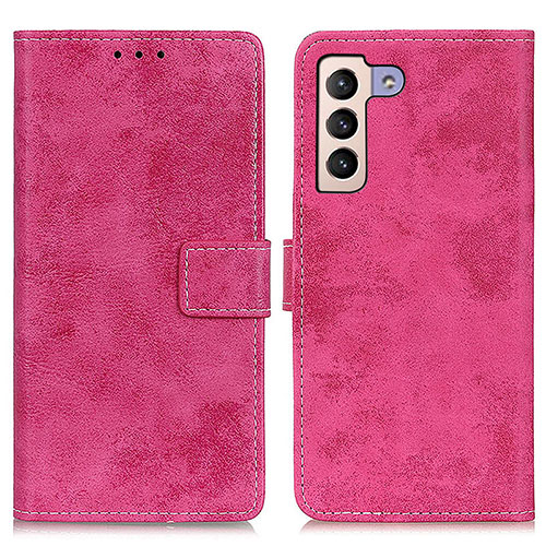 Leather Case Stands Flip Cover Holder D05Y for Samsung Galaxy S21 FE 5G Hot Pink