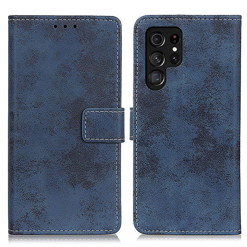 Leather Case Stands Flip Cover Holder D05Y for Samsung Galaxy S23 Ultra 5G Blue