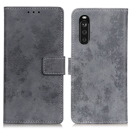 Leather Case Stands Flip Cover Holder D05Y for Sony Xperia 10 III Lite Gray