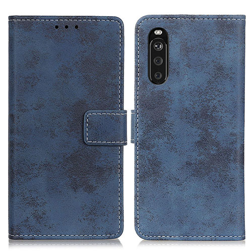 Leather Case Stands Flip Cover Holder D05Y for Sony Xperia 10 III SO-52B Blue