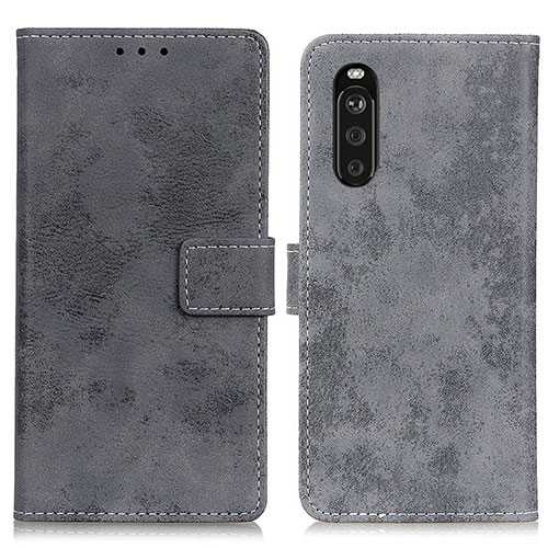 Leather Case Stands Flip Cover Holder D05Y for Sony Xperia 10 III SO-52B Gray