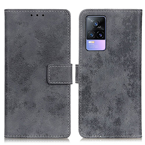 Leather Case Stands Flip Cover Holder D05Y for Vivo V21e 5G Gray