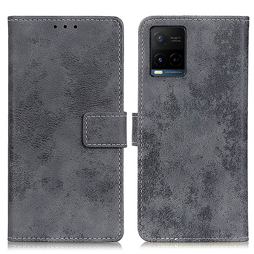 Leather Case Stands Flip Cover Holder D05Y for Vivo Y21 Gray