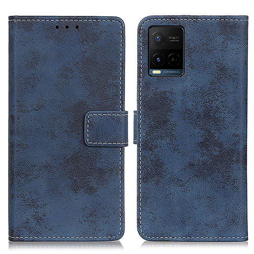 Leather Case Stands Flip Cover Holder D05Y for Vivo Y21a Blue