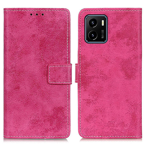 Leather Case Stands Flip Cover Holder D05Y for Vivo Y32t Hot Pink