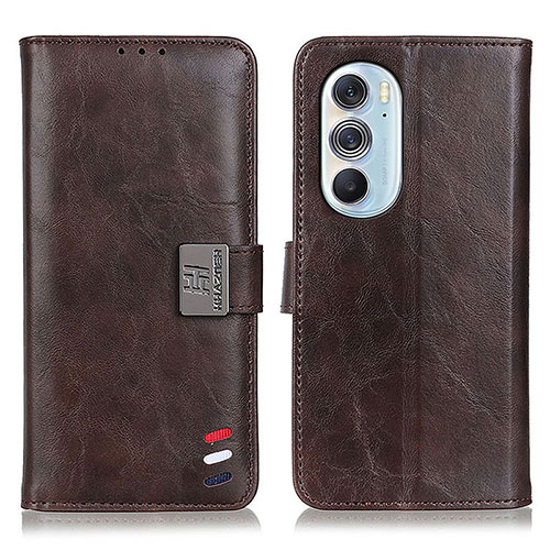 Leather Case Stands Flip Cover Holder D06Y for Motorola Moto Edge X30 5G Brown