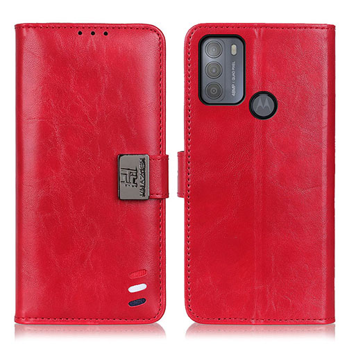 Leather Case Stands Flip Cover Holder D06Y for Motorola Moto G50 Red