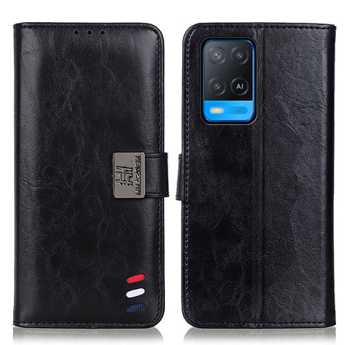 Leather Case Stands Flip Cover Holder D06Y for Oppo A54 4G Black