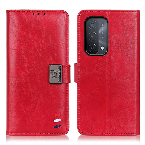 Leather Case Stands Flip Cover Holder D06Y for Oppo A54 5G Red