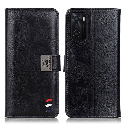 Leather Case Stands Flip Cover Holder D06Y for Oppo A55S 5G Black