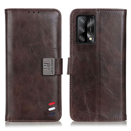 Leather Case Stands Flip Cover Holder D06Y for Oppo A74 4G Brown