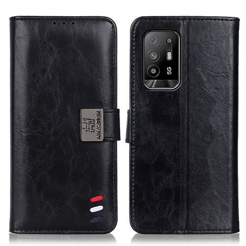 Leather Case Stands Flip Cover Holder D06Y for Oppo A94 5G Black