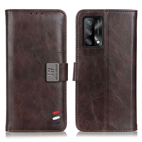 Leather Case Stands Flip Cover Holder D06Y for Oppo F19 Brown