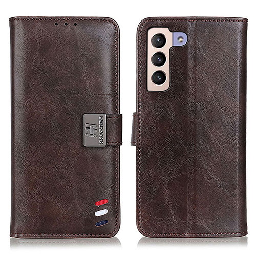 Leather Case Stands Flip Cover Holder D06Y for Samsung Galaxy S21 5G Brown