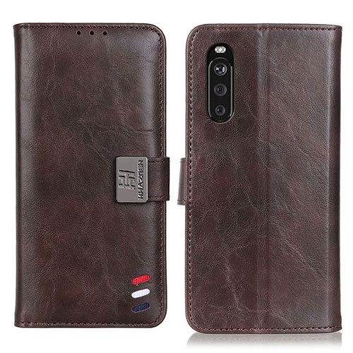 Leather Case Stands Flip Cover Holder D06Y for Sony Xperia 10 III Brown