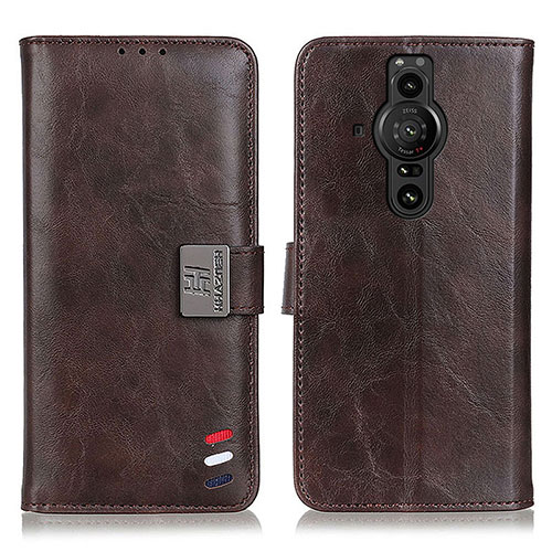 Leather Case Stands Flip Cover Holder D06Y for Sony Xperia PRO-I Brown