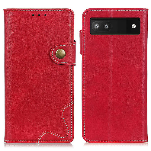 Leather Case Stands Flip Cover Holder D07Y for Google Pixel 7a 5G Red