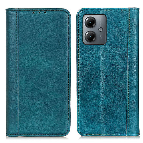 Leather Case Stands Flip Cover Holder D07Y for Motorola Moto G14 Sky Blue